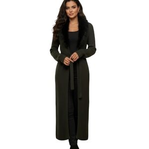 Kosiuko Faux Fur Cardigan Full Length Belted Small